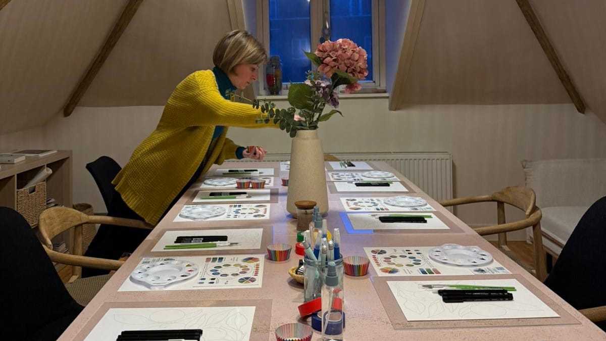 A TulipART watercolor workshop in progress